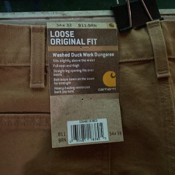 Carhartt Men’s Loose Original Fit Washed Duck Work Dungaree Carpenters Sz 34/32 - Picture 2 of 6